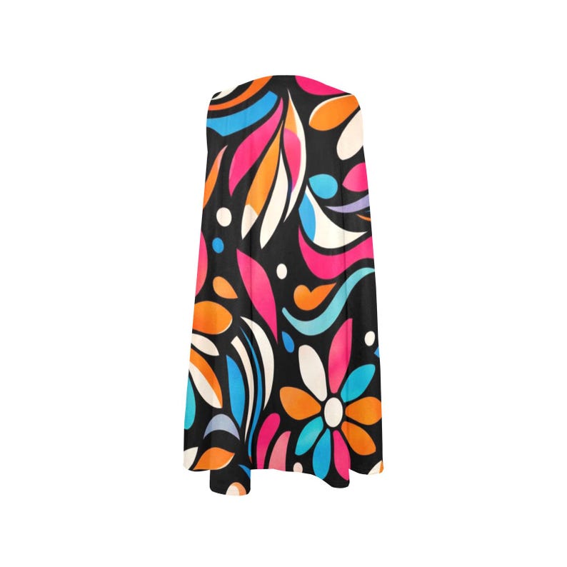 Minivestido floral holgado con bolsillos, sin mangas, estilo retro, ideal para vacaciones de verano. imagen 11