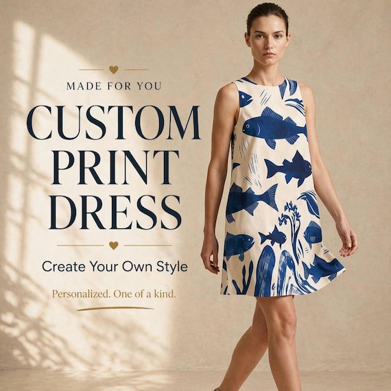 Custom Print Dress for Women – Design Your Own A-Line Dress, Personalized Summer Dress, Unique Gift for Her