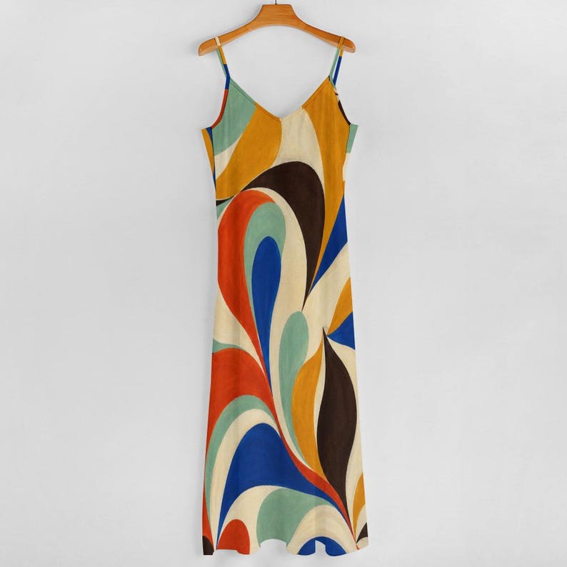 Abstract Maxi Dress, Retro Color Block image 14