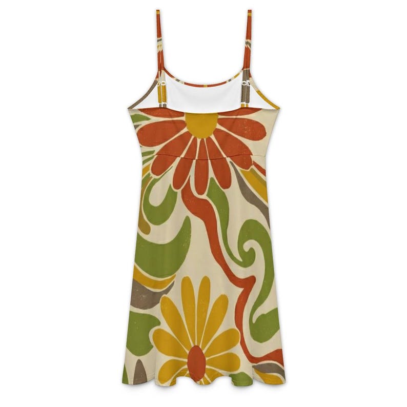 70s Daisy Mini Dress, Retro Floral Cami Sundress, Vacation Slip Dress image 17