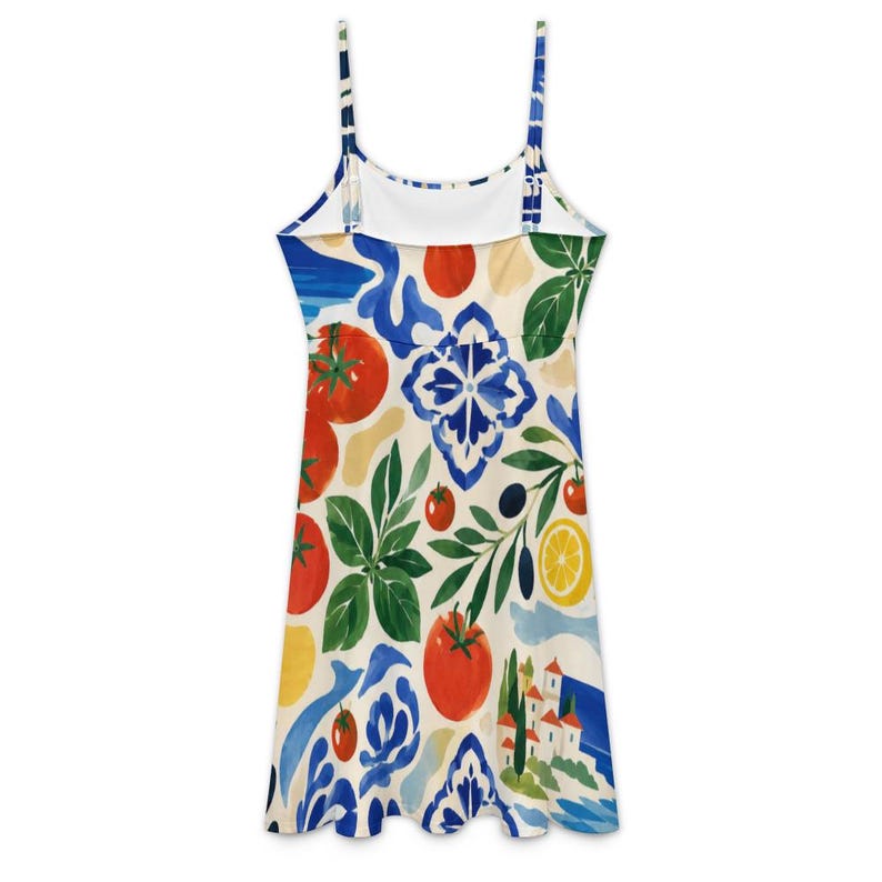 Tomato Lemon Print Mini Dress, Mediterranean Italian Summer Sundress image 9