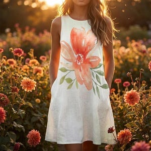 Sleeveless A-Line Pocket Dress – Floral Summer Mini with Original Print, Sundress