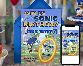Sonic the Hedgehog Birthday Party Invitation | Printable Download (4x6 & 5x7) | Kids Birthday