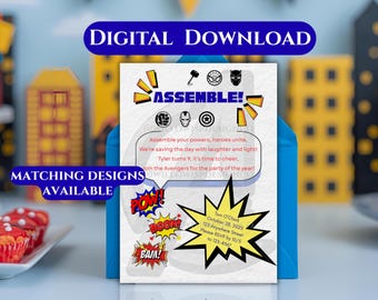 Marvel Avengers Birthday Party Invitation | Superhero Printable Download (4x6 & 5x7) | Kids Birthday