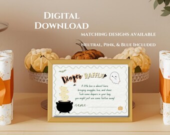 Boo is Due Halloween Baby Shower Diaper Raffle Ticket: Pumpkin Theme (Printable Download)