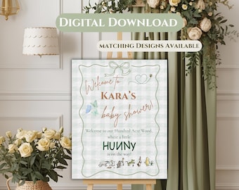 Classic Pooh Baby Shower Welcome Sign Winnie the Pooh (Printable Download 16x20 & 8x10)