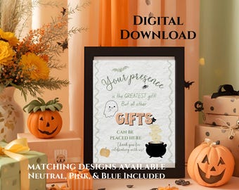Boo is Due Baby Shower Sign: Halloween Pumpkin Theme (Printable Download 8x10 & 5x7)
