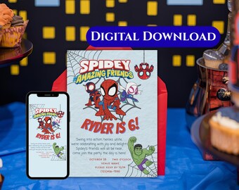 Spidey and Friends Birthday Party Invitation: Printable Superhero Invite (Digital Download)