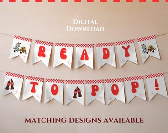 Babyparty Banner mit Spruch: Retro Soda Shoppe Wimpel (druckbarer Download)