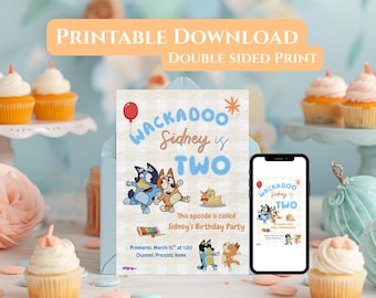 Bluey Second Birthday Party Invitation: Printable Invite (Digital Download)