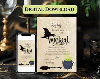 Wicked Halloween Party Invitation Printable Download