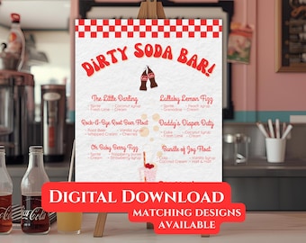 Dirty Soda Bar Menü Schild (Menu&DIY) Babyparty Dekor (Digitaler Download)