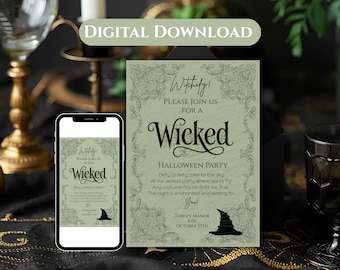 Wicked Halloween Party Invitation Printable Download