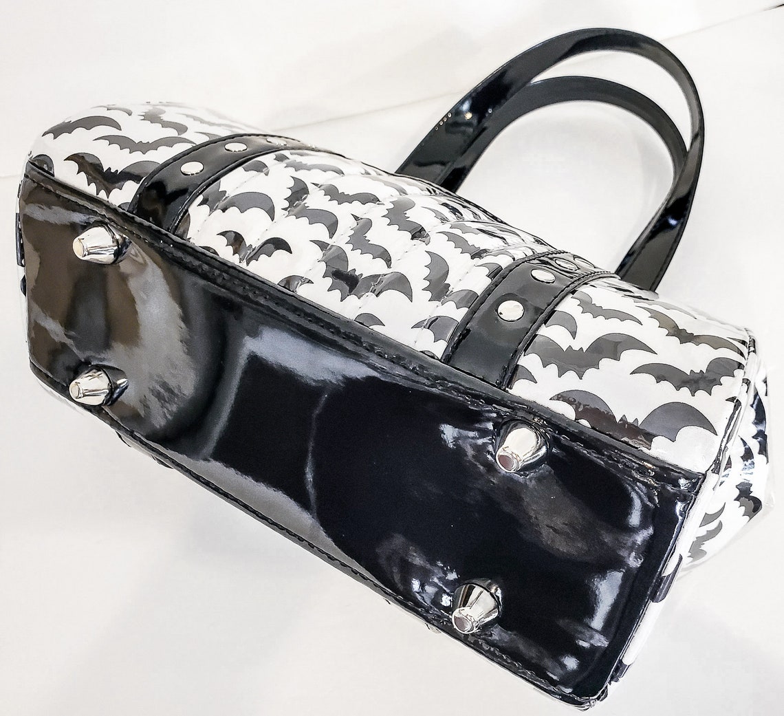 White and Black Bat Print Purse with Your Choice of Vinyl Trim Etsy