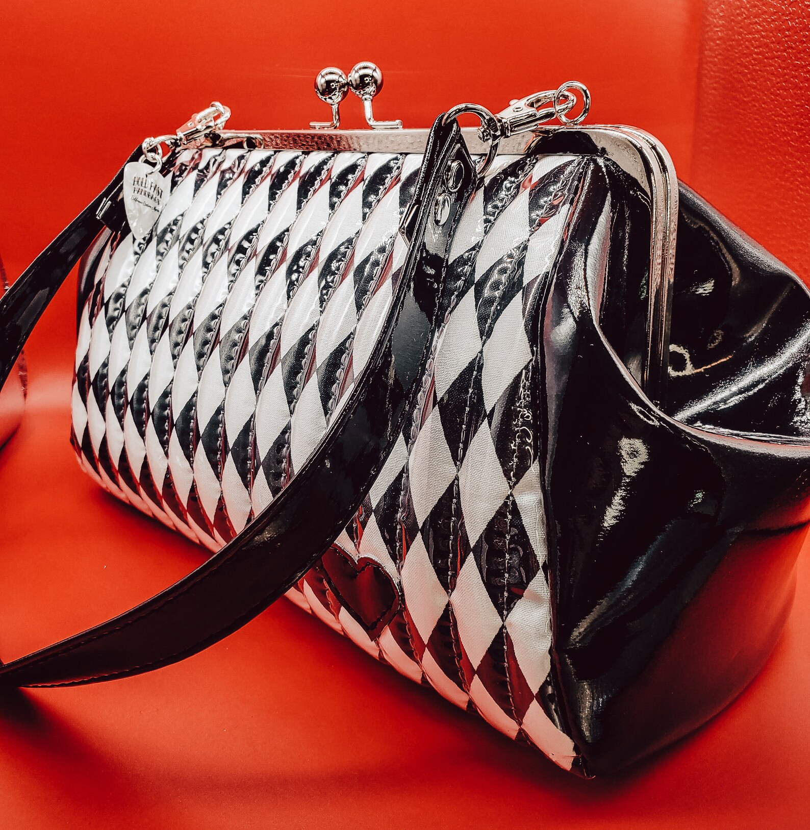 Harlequin Purse Black and White Diamond Handbag MADE TO Etsy
