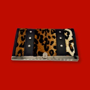 Leopard Wallet / Black / Vegan Leather / Cheetah / Rockabilly / Pin Up / Rock and Roll / The Cramps / Punk / Goth / Trashy image 3