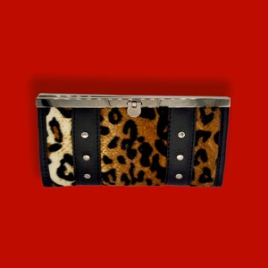 Leopard Wallet / Black / Vegan Leather / Cheetah / Rockabilly / Pin Up / Rock and Roll / The Cramps / Punk / Goth / Trashy image 2