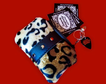 Leopard Pouch /  Cheetah Bag / id holder / Pin Up / Rockabilly / Trashy / Cat Lady / Punk Purse /Rock n Roll / Trailer Park