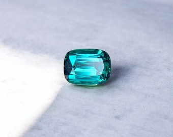 Indicolite Tourmaline Gemstone: 2.35 ct Cushion Cut, Afghanistan