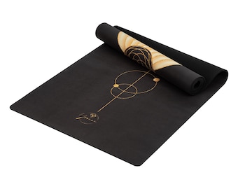 Sacred Geometry Yoga Mat – Celestial Moon Phases, Non-Slip Natural Rubber