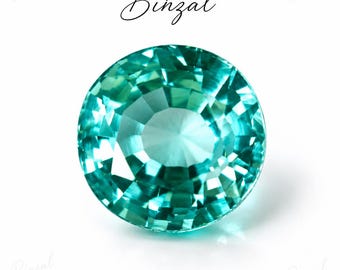 9.45CT Natural Neon Blue-Green Paraiba Tourmaline Round Cut Ring Size Gemstone Loose Gem for Ring or Pendant Certified Jewelry Making Gem