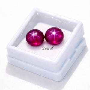 Natural Stunning Matched Pair Star Ruby Pair 12 Ct Round Cabochon 10x10x5 mm Matching Set 6 Ray Asterism Under Direct Light Loose Gemstones