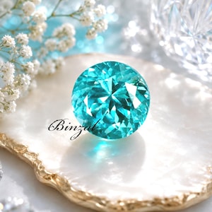 16-18Ct Natural Brazilian Neon Blue Paraiba Tourmaline Round Brilliant Cut Loose Gemstone Rare Electric Blue Paraiba Gem for Ring Pendant