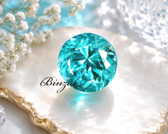 16-18Ct Natural Brazilian Neon Blue Paraiba Tourmaline Round Brilliant Cut Loose Gemstone Rare Electric Blue Paraiba Gem for Ring Pendant