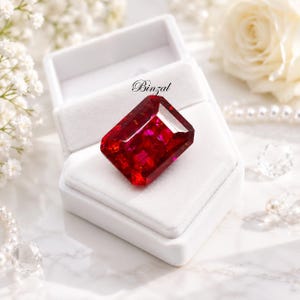11Ct Rare Natural Red Beryl (Bixbite) Certified Emerald Cut Loose Gemstone Utah USA Origin Deep Vivid Red Collector Gem Engagement Ring Gem
