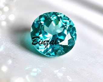 Rare Neon Blue Paraiba Tourmaline 14-16 CT Round Cut Loose Gemstone Natural Looking Blue Green Gem Jewelry Making Gift