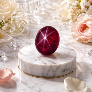 Rubino stellato naturale birmano da 28 carati, asterismo a 6 raggi, certificato, rosso intenso, cabochon ovale, gemma sciolta, rubino birmano per anello, ciondolo, regalo da collezione.