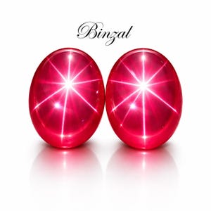 Conjunto de 30 quilates de rubíes naturales con asterismo de 6 rayos, cabujón ovalado a juego, 16x13x6 mm, gema suelta de rubí para joyería de grado coleccionista.