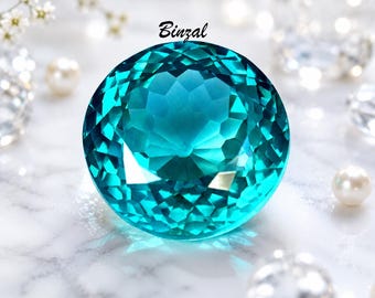 32-34CT Natural Neon Blue Paraiba Tourmaline Round Cut Loose Gemstone Rare Bluish Paraiba Collector Gem Jewelry Making Stone Gift for Her