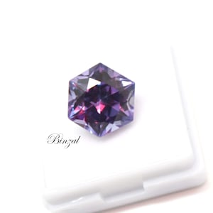 Gema de alejandrita hexagonal rara de 9 quilates, de origen ruso, con cambio de color natural, suelta y facetada, 13x13x8 mm, para joyería fina, regalo para ella. imagen 16