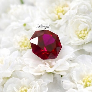 7.40 Ct Natural Burma Red Ruby Hexagon Cut Loose Gemstone 12x12x7 mm Faceted Ruby CGI Certified Wedding Gift Anniversary Stone