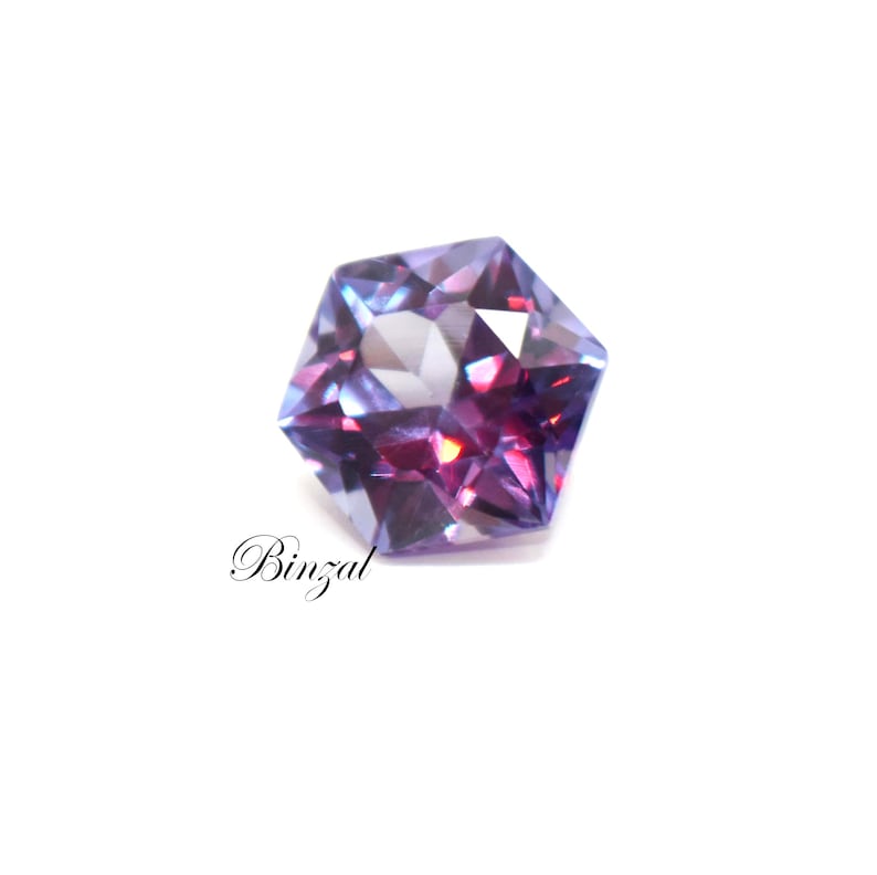Gema de alejandrita hexagonal rara de 9 quilates, de origen ruso, con cambio de color natural, suelta y facetada, 13x13x8 mm, para joyería fina, regalo para ella. imagen 13