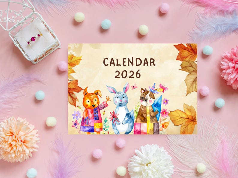 Printable Kids Calendar 2026, Kids Monthly Planner, Homeschool Calendar ...