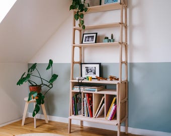Montessori Bookshelf for Kids – Wooden Toy and Book Shelf, Modern Plywood Storage for Playroom or Nursery