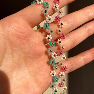 Beaded Floral Choker, Necklace with Flowers, Summer jewelry, Coquette Jewelry, Dainty Jewelry, Gift For Her