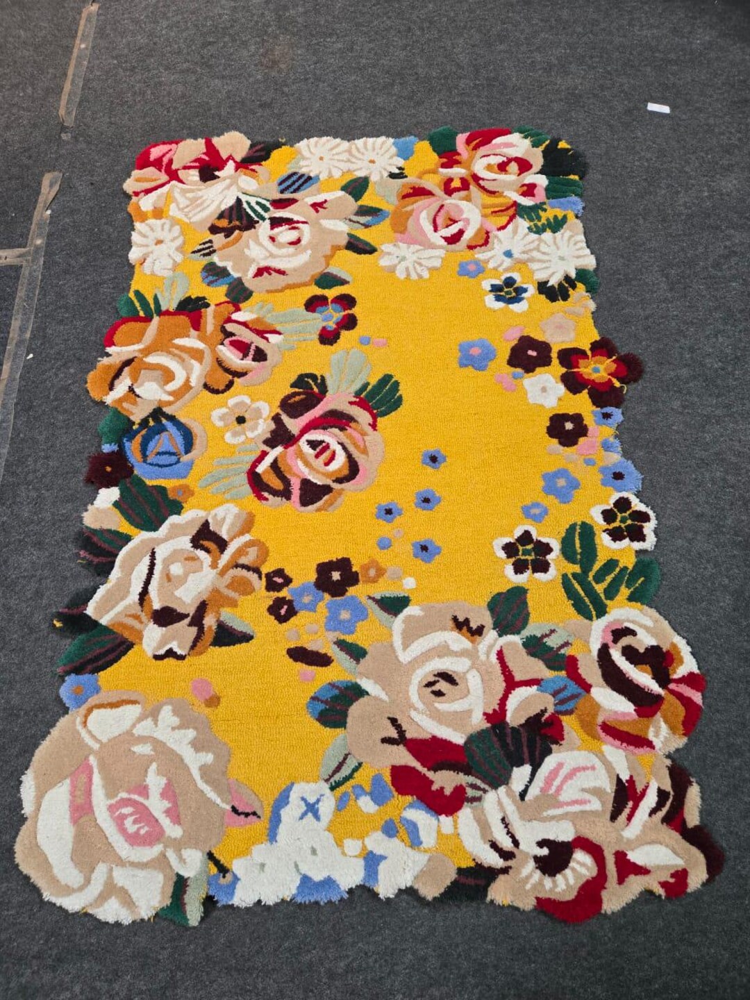 Handmade Mustard Yellow Floral Rug – 3D Tufted Rose Carpet - Etsy