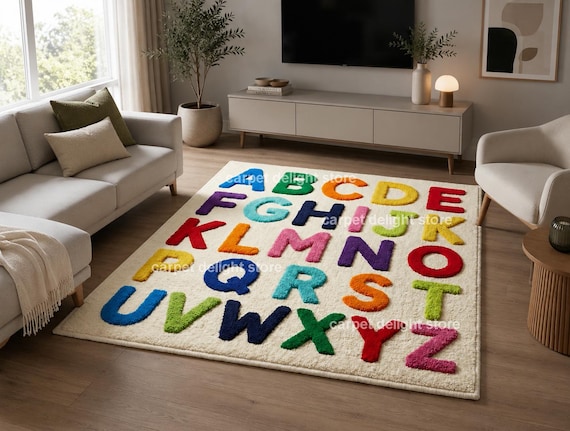 Alphabet Learning Rug for Kids | Colorful ABC Area Carpet, Nursery, Playroom, Classroom