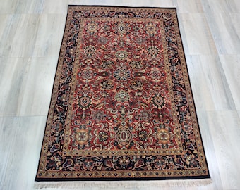 Rust Bidjar Hand Knotted Wool Rug: Traditional Persian Allover Area Rug 4x6