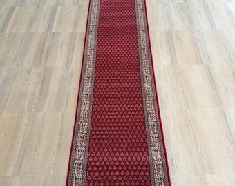 Royal Mir Hand Knotted Wool Runner Rug: Red Traditional Persian Paisley Carpet 3x13 ft