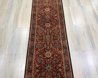 Hand Knotted Wool Runner Rug: Oriental Floral Design, 2'9" x 9'9"