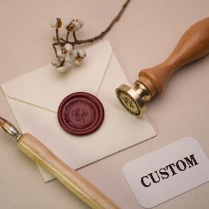 Custom Wax Seal Stamp: Personalized Engraved Monogram for Invitations