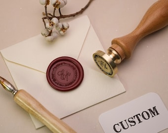 Custom Wax Seal Stamp: Personalized Engraved Monogram for Invitations