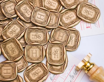 Custom Initial Wax Seal Stickers, Vintage EU Border Self Adhesive Sealing Stickers