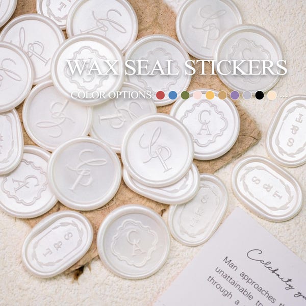 Initial Monogram Wax Seal Stickers, Custom Self-Adhesive Wax Seals for Wedding Invitations and Gift Wrapping