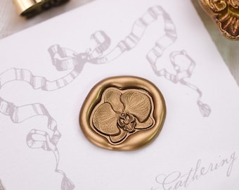 3D Realistic Phalaenopsis Wax Seal Stamp - Wedding Invitation/ Collectible/ Vintage/ Envelope Decor