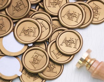 Initial Monogram Wax Seal Stickers, Personalized Wax Seals, Self-Adhesive Wax Sticker with Multiple Logo Styles